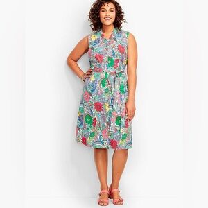 Talbots 14W Floral Paisley Sleeveless Shirtdress
